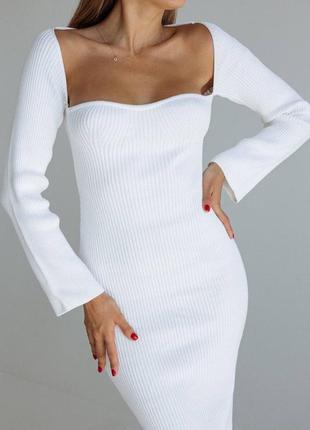 Сукня плаття вʼязка чорна біла міді максі 120 см довга люкс7 фото