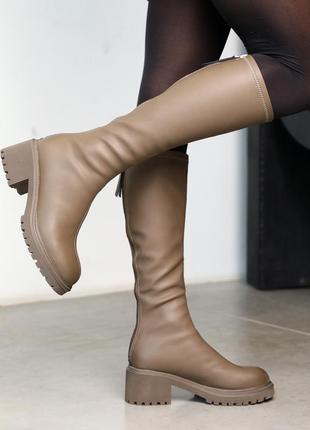 Стильні коричневі жіночі чоботи байка осінні,весняні,демісезонні,екошкіра,жіноче взуття на осінь7 фото