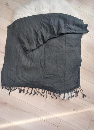 Черный классический однотонный шарф из вискозы2 фото