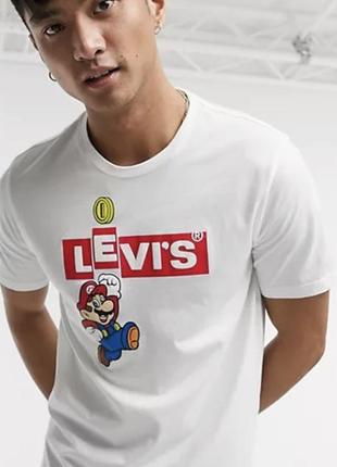 Белая футболка levis super mario, унисекс