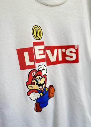 Белая футболка levis super mario унисекс3 фото