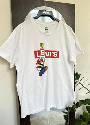 Белая футболка levis super mario унисекс2 фото