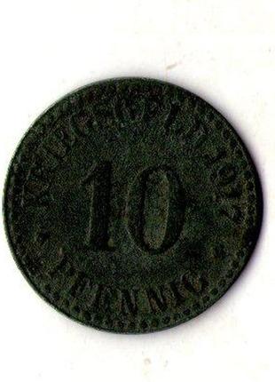 Німеччина - германия 10 пфеннингов 1917 нотгельд цинк г.кассель №380