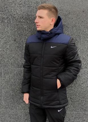 Зимняя куртка nike "европейка" сине-черный8 фото