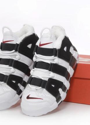 Зимние женские кроссовки nike air more uptempo winter white black (мех) 36-37-38-39-40-414 фото