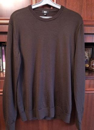 Базовый джемпер свитер коричневый 100% шерсть unilo р. m3 фото