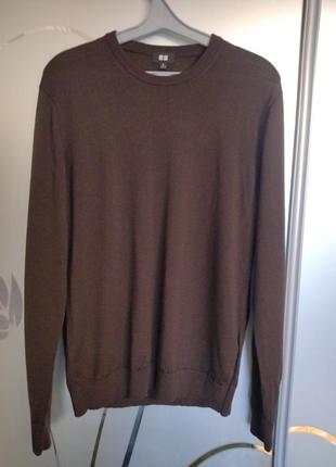 Базовый джемпер свитер коричневый 100% шерсть unilo р. m6 фото