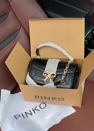 Pinko double p mini evolution simply black черная кожа