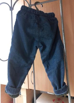 Детские джинсы джоггеры на флисе, состояние новых, размер 86- 922 фото