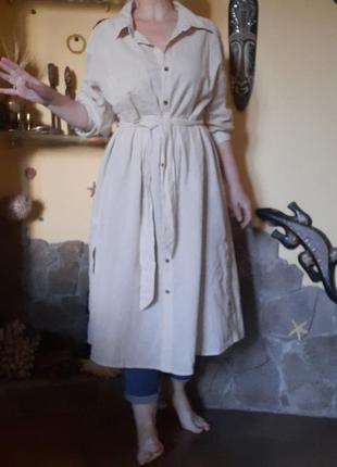 Платье-рубашка ,туника h&m  linen-blend shirt dress9 фото