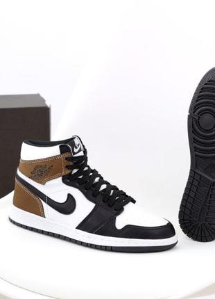 Зимние женские кроссовки nike air jordan 1 winter brown white black (мех) 37