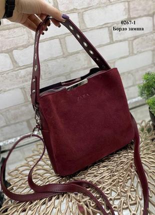 Стильная красивая классическая    сумка мини-шопер    цвет бордовый6 фото