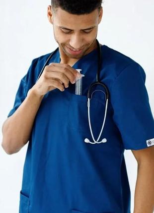 Медицинский костюм мужской гранит синий3 фото