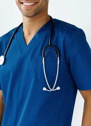 Медицинский костюм мужской гранит синий4 фото