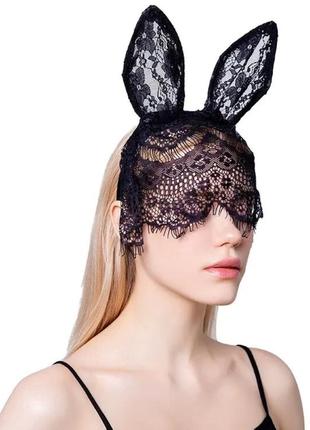 Сексуальная эротическая маска обруч с ушками зайца зайка  кошка кролик плэйбой кружево playboy 🐰1 фото