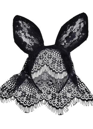 Сексуальная эротическая маска обруч с ушками зайца зайка  кошка кролик плэйбой кружево playboy 🐰2 фото