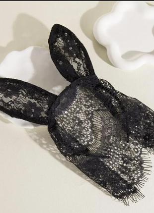 Сексуальная эротическая маска обруч с ушками зайца зайка  кошка кролик плэйбой кружево playboy 🐰3 фото