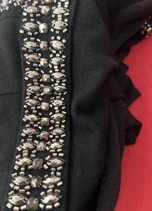 Шикарное черное короткое нарядное платье трикотаж с камнями tfnc8 фото