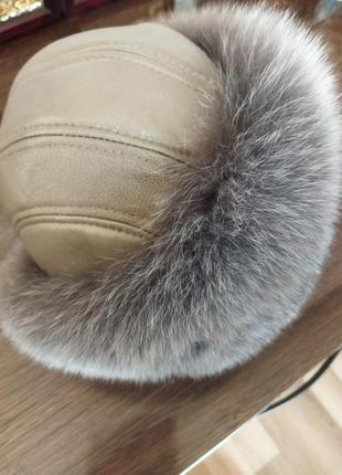 Шапка песец кожа идеал
