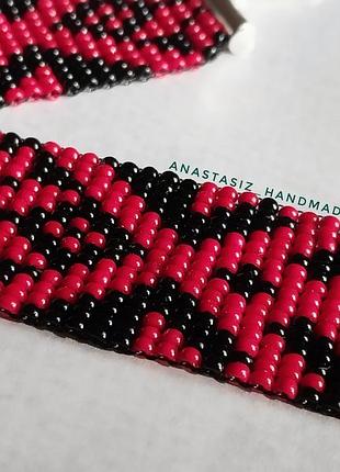 Украинское украшение на шею, гердан, силянка, широкий чокер из бисера ❤️🖤