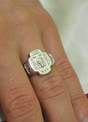 Мужская печатка в виде креста из серебра