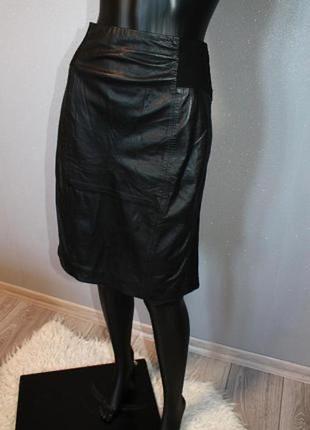 Эксклюзивная натуральная черная кожаная фирменная юбка миди laura ashley оригинал 100% натуральная кожа