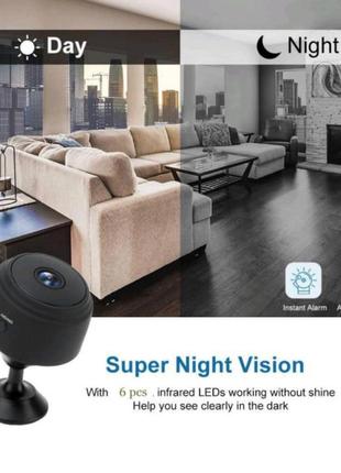 Мини камера ip видеонаблюдение wi-fi fullhd 1080 action camera a9 беспроводная с датчиком движения н