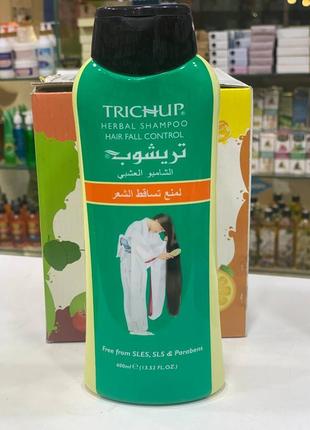 Trichup herbal shampoo. hair fall control. трав'яний шампунь. проти випадіння волосся. 400 мл