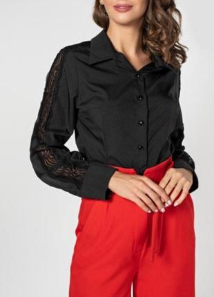 Жіноча чорна сорочка-блуза