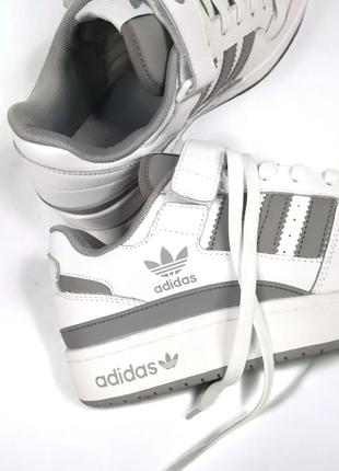 Кроссовки adidas forum low •white grey•7 фото