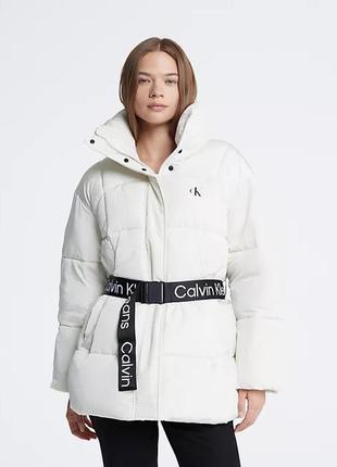 Женский пуховик belted long puffer jacket