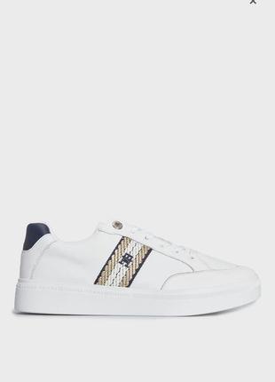 Tommy hilfiger жіночі білі шкіряні снікери court sneaker with webbing