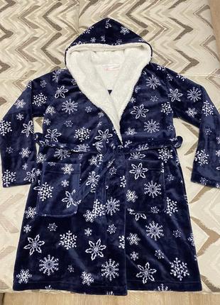 Теплий плюшевий халат з капюшоном