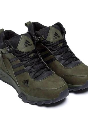 Чоловічі зимові шкіряні черевики adidas terrex green