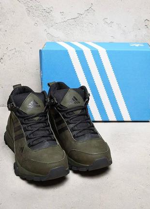 Мужские зимние кожаные ботинки adidas terrex green5 фото