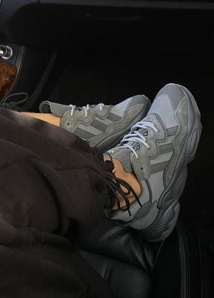 Шкіряні кросівки adidas ozweego, grey.