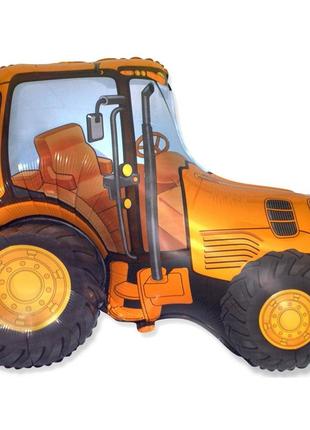Фольгована кулька фігура "трактор" помаранчова 78х94 см