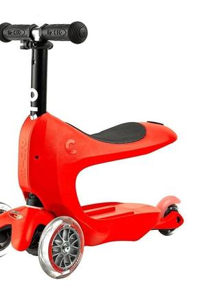 Самокат micro серії mini2go deluxe plus – красний (до 50 kg, до 20 kg із сидінням, 3 кіл.) (mmd032)2 фото