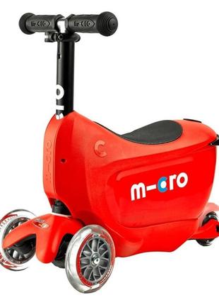 Самокат micro серії mini2go deluxe plus – красний (до 50 kg, до 20 kg із сидінням, 3 кіл.) (mmd032)7 фото