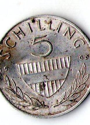 Австрия 5 шиллингов, 1965 год серебро №8942 фото