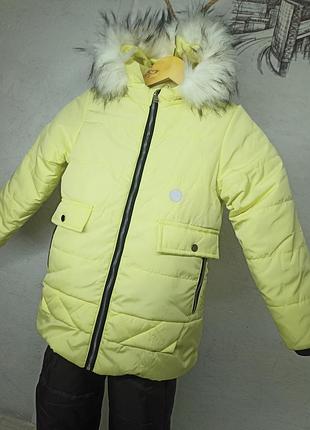 Классирующий теплый комбинезон на девочку курточка брюки