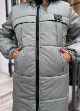 Тёплая зимняя курточка стеганая большого размера батал серая чёрная бирюзовая бежевая оливковая свободная оверсайз зефирка пуховик пальто парка10 фото