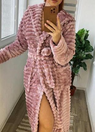 Халат женский длинный теплый махровый шарпей норка р.m,l,xl,2xl,3xl