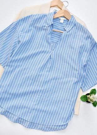 H&m стильная оверсайз рубашка в полоску