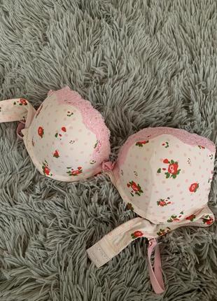 Бюстгальтер лифчик поролон цветочный принт