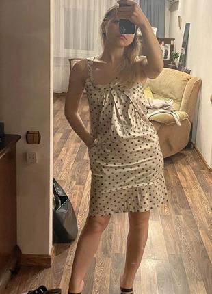 Нежное платье в горошек смарт кэжуал с карманами