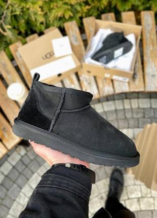 Угги ugg classic ultra mini black suede