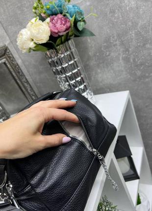 Ультра модная черная  сумка стильная удобная кросс-боди на широком3 фото