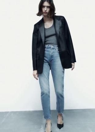 Zara блейзер из искусственной кожи, кожаный пиджак, жакет из экокожи2 фото
