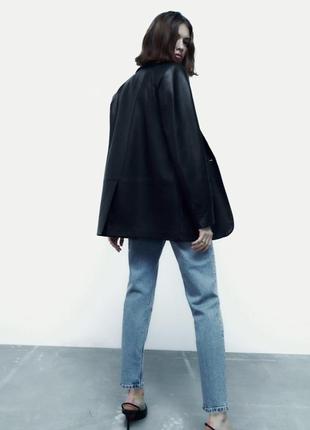 Zara блейзер из искусственной кожи, кожаный пиджак, жакет из экокожи3 фото